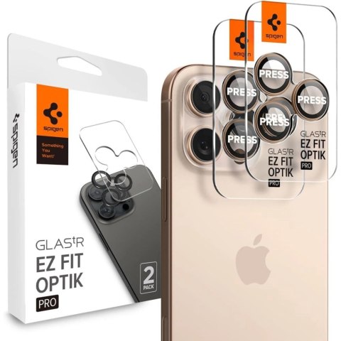 Osłona Aparatu Spigen Optik Pro GLAS.TR "EZ FIT" Camera Protector 2-PACK na iPhone 16 Pro / Pro Max - brązowa