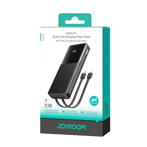 Powerbank Joyroom JR-PBF19 22.5W 10000mAh z dwoma wbudowanymi kablami - czarny