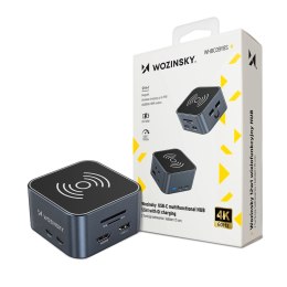Hub USB-C 12 w 1 Wozinsky WHBC09Y8S wielofunkcyjny,z funkcją ładowania bezprzewodowego, aluminiowy, z kablem 15 cm - szary