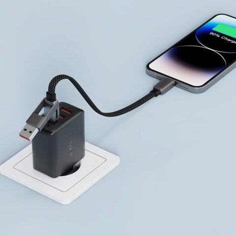 Kabel Acefast C13-05 USB-C - USB-A / USB-C 480Mb/s 3A 0.2m - czarny