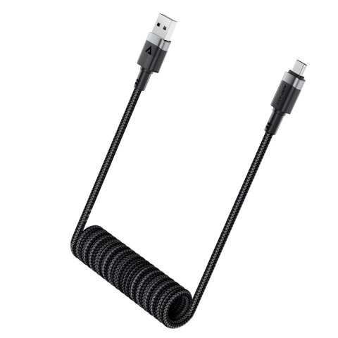 Kabel Acefast C14-04 USB-A - USB-C sprężynowy 480Mb/s 3A 1.2m - czarny