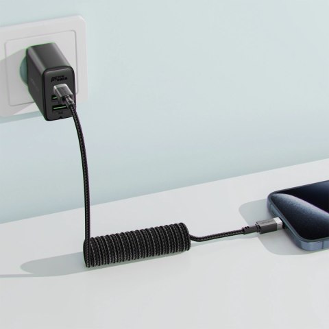 Kabel Acefast C14-04 USB-A - USB-C sprężynowy 480Mb/s 3A 1.2m - czarny