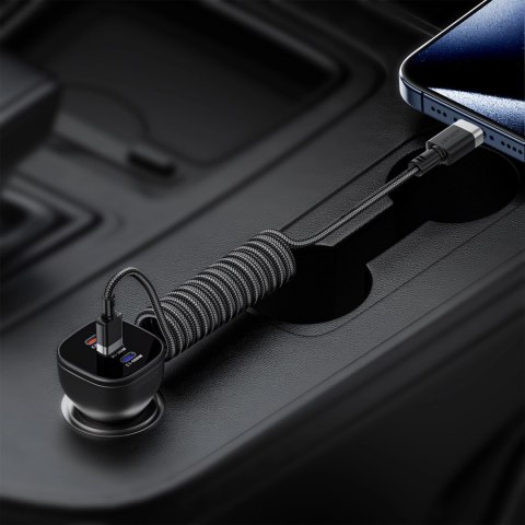 Kabel Acefast C14-04 USB-A - USB-C sprężynowy 480Mb/s 3A 1.2m - czarny