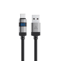 Kabel Acefast C15-04 USB-A - USB-C z wyświetlaczem 480Mb/s 66W 1.2m - czarny