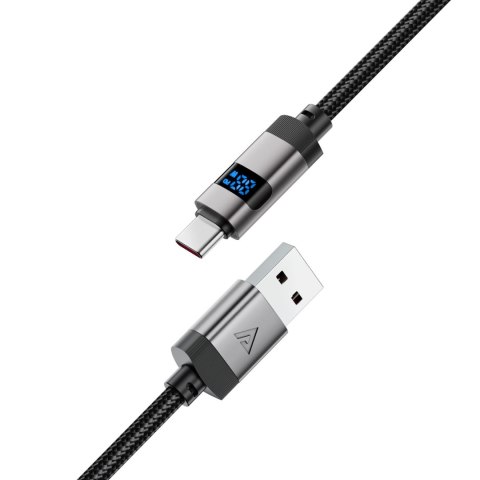 Kabel Acefast C15-04 USB-A - USB-C z wyświetlaczem 480Mb/s 66W 1.2m - czarny
