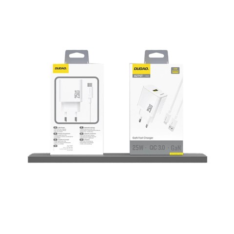 Ładowarka Dudao A27S 25W GaN USB-A - biała