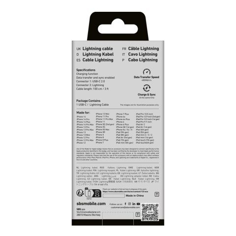 Kabel SBS TECABLELIGTC1K USB-C - Lightning 1m - czarny