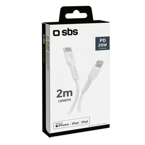 Kabel SBS TECABLELIGTC2W USB-C - Lightning 2 m - biały