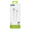 Kabel SBS TECABLEMICROC15W USB-A - USB-C 1,5m - biały