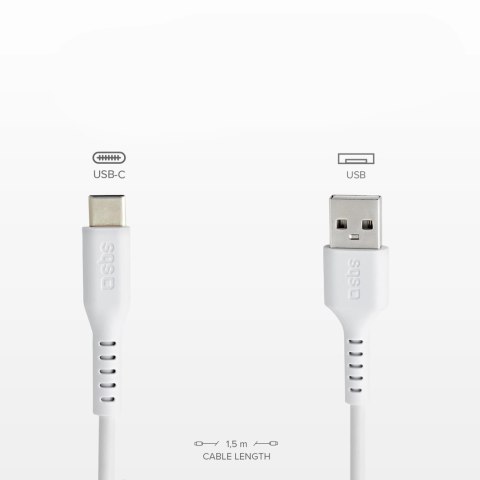 Kabel SBS TECABLEMICROC15W USB-A - USB-C 1,5m - biały