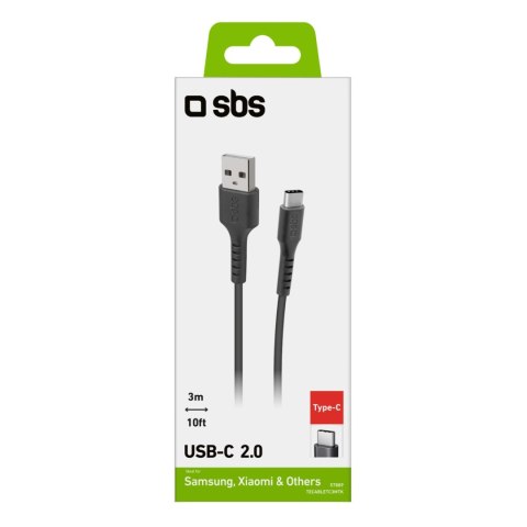 Kabel SBS TECABLETC3MTK USB-A - USB-C 3m - czarny