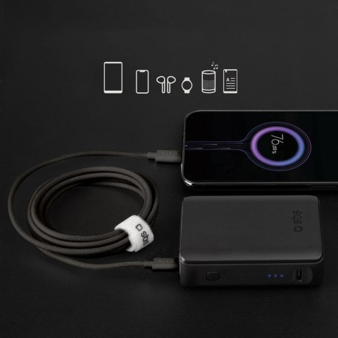 Kabel SBS TECABLETISSUETCCK USB-C - USB-C 1,5m 60W w oplocie - czarny