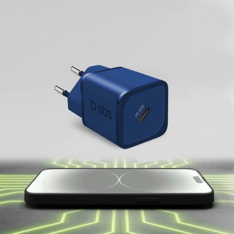 Ładowarka sieciowa SBS TETRGAN1C20B 20W GaN z Power Delivery - niebieska