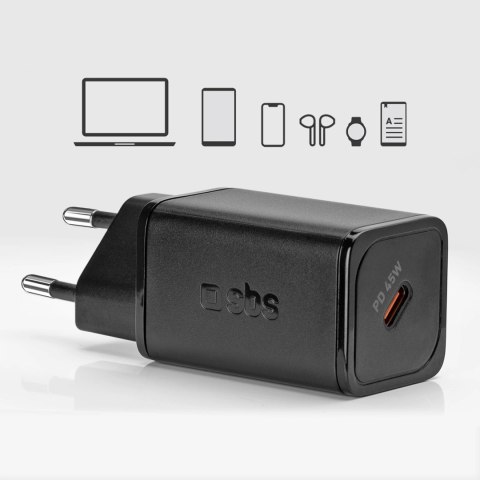 Ładowarka sieciowa SBS TETRGAN1C45W 45W GaN USB-C z Power Delivery - czarna
