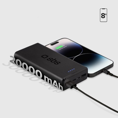Powerbank Puro Fast 20000 mAh 2x USB-A + 1x USB-C - czarny