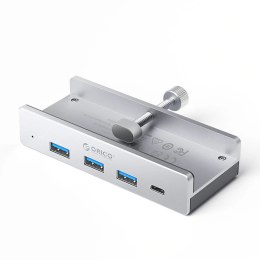 Hub Orico MH4PC montowany na zacisk USB-C / 3x USB-A 3.0 + 1x USB-C 3.0 - srebrny
