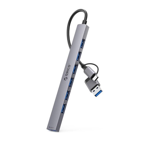 Hub USB-A/USB-C Orico YSA2-U3 stacja dokująca 1x USB-A 3.0 + 6x USB-A 2.0 - szary