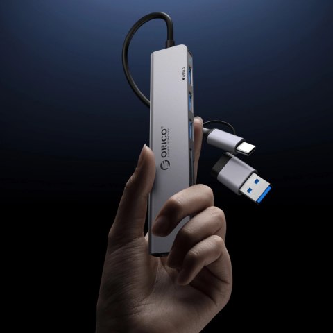 Hub USB-A/USB-C Orico YSA2-U3 stacja dokująca 1x USB-A 3.0 + 6x USB-A 2.0 - szary