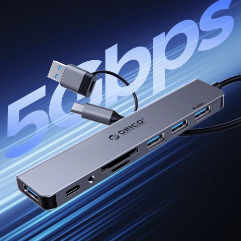 Hub USB-A/USB-C Orico YSA5-U3 stacja dokująca 3x USB-A 2.0 + 1x USB-A 3.0 - szary
