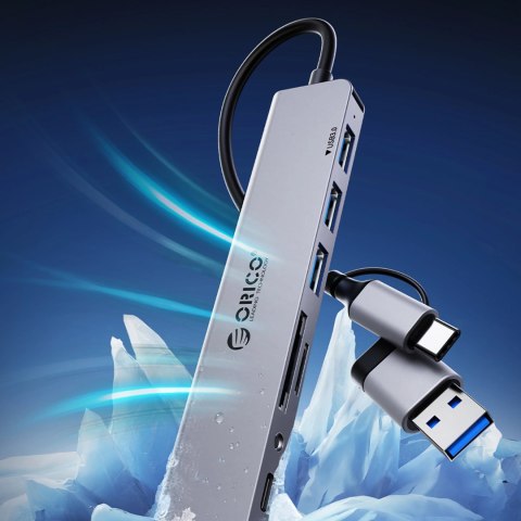 Hub USB-A/USB-C Orico YSA5-U3 stacja dokująca 3x USB-A 2.0 + 1x USB-A 3.0 - szary