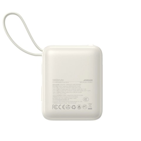 Powerbank Joyroom JR-PBF27 10000mAh 22.5W z wbudowanymi kablami USB-C i Lightning - biały