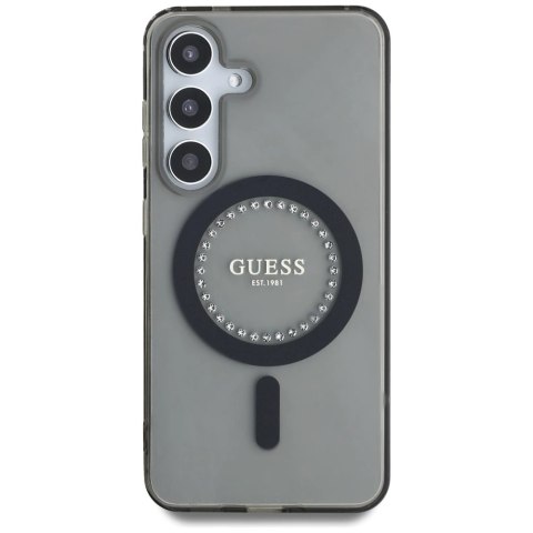 Etui Guess Rhinestones Printed Classic Logo MagSafe Samsung Galaxy S25 czarny