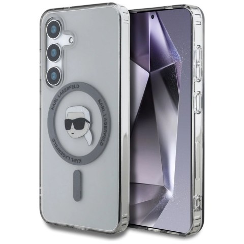 Etui Karl Lagerfeld Button Karl Head Printed Logo MagSafe Samsung Galaxy S25 czarny