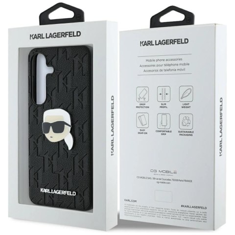 Etui Karl Lagerfeld Leather Monogram Pin Logo Karl Head Samsung Galaxy S25 czarny