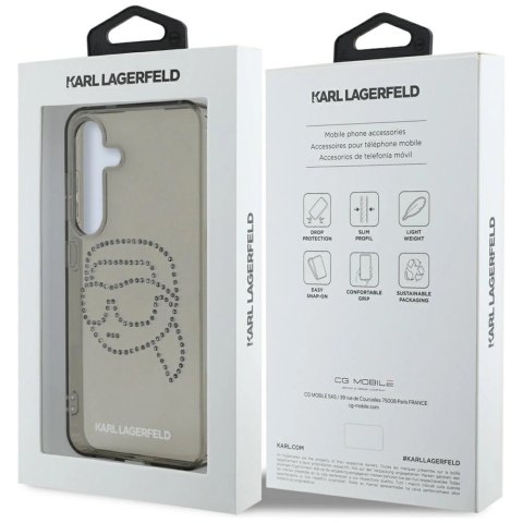 Etui Karl Lagerfeld Rhinestones Karl Head Logo Samsung Galaxy S25 czarny