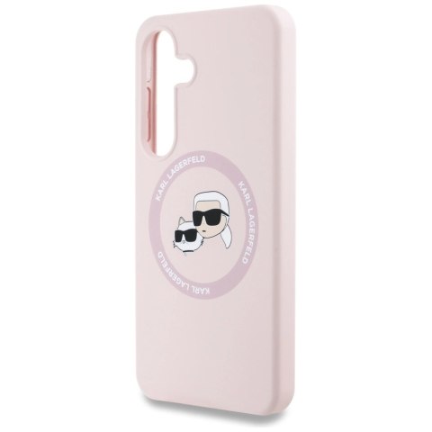 Etui Karl Lagerfeld Silicone Double Heads And Circle MagSafe Samsung Galaxy S25 różowy