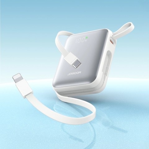 Powerbank Joyroom JR-PBF27 10000mAh 22.5W z wbudowanymi kablami USB-C i Lightning - biały