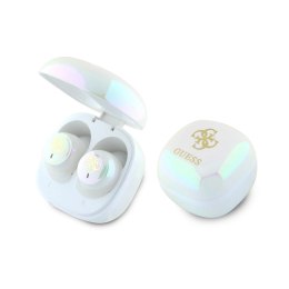Słuchawki Bluetooth Guess Iridescent 4G Printed Logo TWS + stacja dokująca - białe
