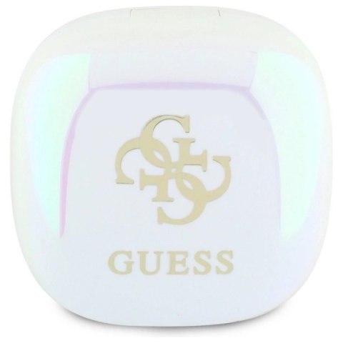 Słuchawki Bluetooth Guess Iridescent 4G Printed Logo TWS + stacja dokująca - białe