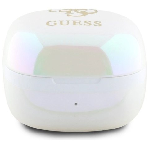 Słuchawki Bluetooth Guess Iridescent 4G Printed Logo TWS + stacja dokująca - białe