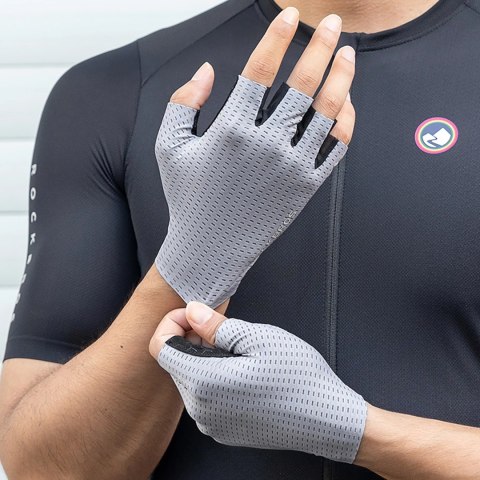 Rękawiczki rowerowe Rockbros oddychające, krótkie palce, rozmiar: XL - szare