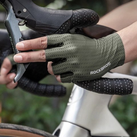 Rękawiczki rowerowe Rockbros oddychające, krótkie palce, rozmiar: S - zielone