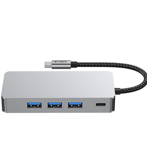 Adapter Tech-Protect HB05 HUB 9w1 USB-C + USB2.0 + USB3.0 + HDMI 4K 60HZ + SD / TF + PD100W + RJ45 - szary