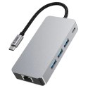 Adapter Tech-Protect HB05 HUB 9w1 USB-C + USB2.0 + USB3.0 + HDMI 4K 60HZ + SD / TF + PD100W + RJ45 - szary