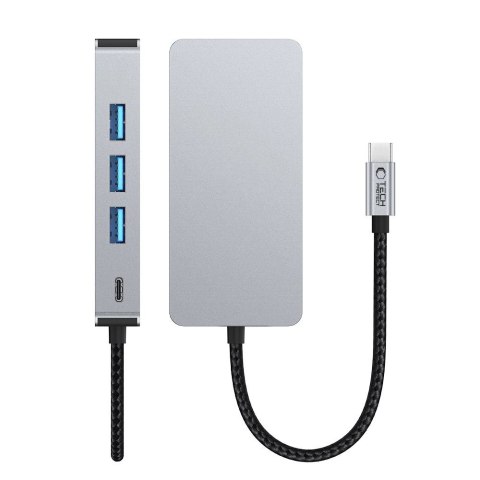 Adapter Tech-Protect HB05 HUB 9w1 USB-C + USB2.0 + USB3.0 + HDMI 4K 60HZ + SD / TF + PD100W + RJ45 - szary