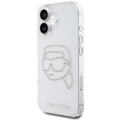 Etui Karl Lagerfeld IML Rhinestones Karl Head do iPhone 16 przezroczysty