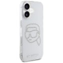 Etui Karl Lagerfeld IML Rhinestones Karl Head do iPhone 16 przezroczysty