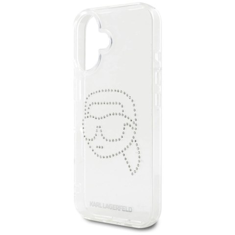 Etui Karl Lagerfeld IML Rhinestones Karl Head do iPhone 16 przezroczysty