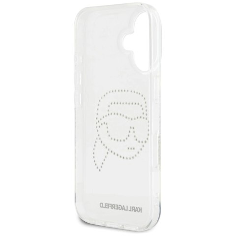 Etui Karl Lagerfeld IML Rhinestones Karl Head do iPhone 16 przezroczysty