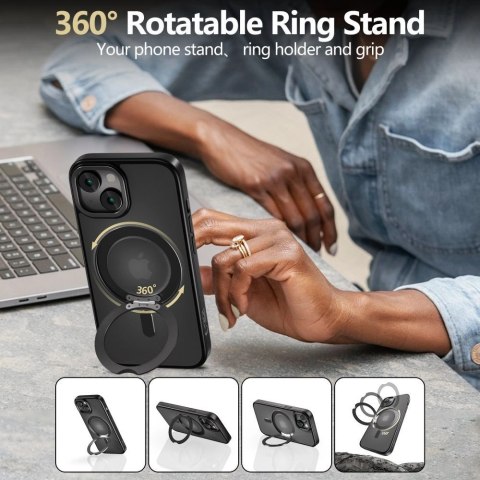 Etui Tech-Protect MagRing MagSafe na iPhone 16e - czarny mat