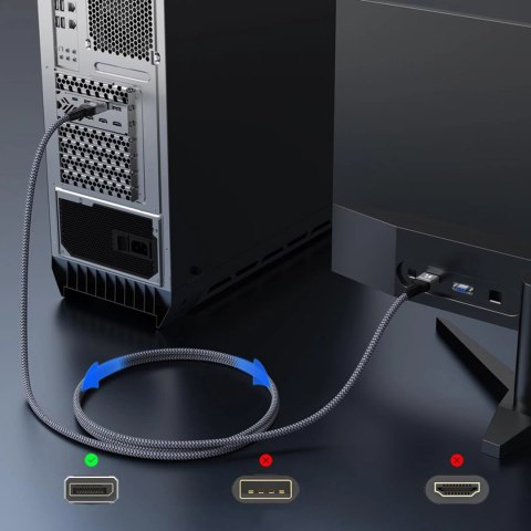 Kabel Wozinsky WPS-16AYL2S DisplayPort 2.1 Certyfikowany VESA 80 Gb/s 16K@60Hz 8K@120Hz 4K@240Hz HDR HDCP DSC 2m - czarny