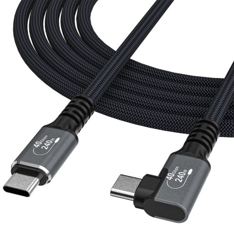Kabel kątowy Wozinsky WPS2-UY41S USB-C Thunderbolt 4 240W 2m - czarny