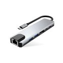 Adapter Tech-Protect HB02 HUB Adapter 6w1 USB-C + USB2.0 + USB3.0 + HDMI 4K 30Hz + RJ45 + PD100W - szary