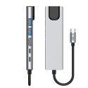 Adapter Tech-Protect HB02 HUB Adapter 6w1 USB-C + USB2.0 + USB3.0 + HDMI 4K 30Hz + RJ45 + PD100W - szary