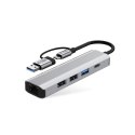 Adapter Tech-Protect HB03 HUB Adapter 5w1 USB-C + USB2.0 + USB3.0 + RJ45 - szary