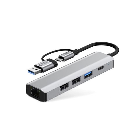 Adapter Tech-Protect HB03 HUB Adapter 5w1 USB-C + USB2.0 + USB3.0 + RJ45 - szary